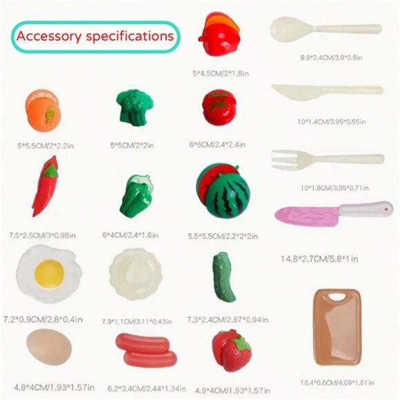 20pcs Children Fruit Cutting Kitchen Playset, Storage Basket, Kids Pretend Play - Picture 4 of 5